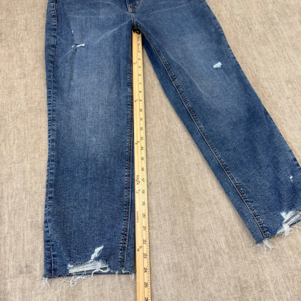 m jeans by maurices Womens 8 Slim Straight Ankle High Rise Distressed Denim Blue